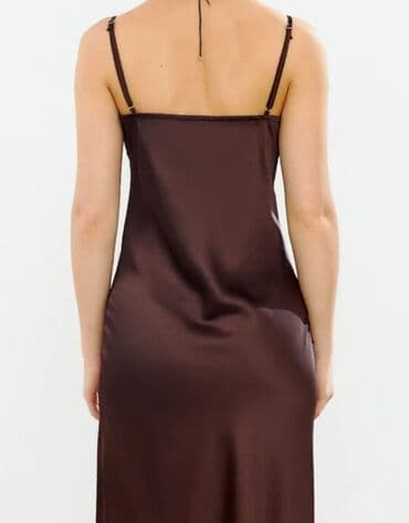prakat donlar: Qəhvəyi saten slip don - Rəng: dərin şokolad/qəhvəyi - Parça: yumşaq — 3