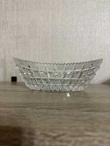 Qab-qacaq və mətbəx ləvazimatları: Şüşə dekorativ meyvə/qəlyanaltı qabı - Material: şəffaf qalın şüşə - — 1