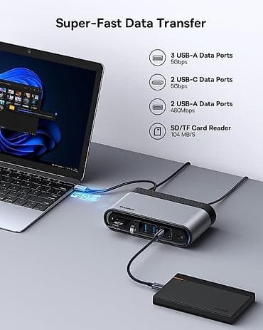 USB HUB Baseus UnionJoy 17-in-1 Xüsusiyyətlər: Brend: Baseus Tip:	USB — 4