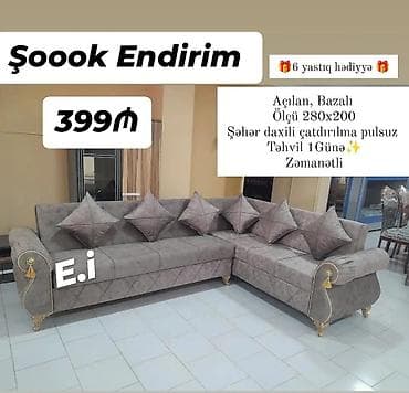 masalar ve stullar: Künc divan, Açılan, Bazalı, Parça, Şəhərdaxili pulsuz çatdırılma — 1