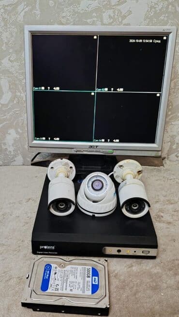 Monitor DVR 3 ədəd kamera 500GB Yaddas karti Qiymət 140 manat Kesle