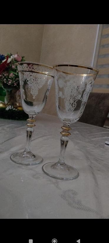 keks qablari: Qədəhlər, rəng - Qızılı, Şüşə, 2 ədədli dəst — 1