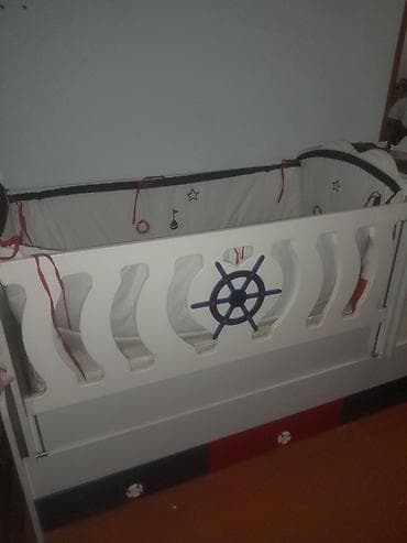 Uşaq beşiyi – dəniz mövzulu dizayn - Material: ağ rəngli MDF/LDSP — 1