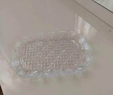 Tort və şiriniyyat qabı, rəng - Gümüşü, Xrustal, Çexiya