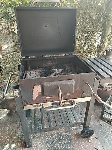 Барбекю: Kömürlə işləyən qapaqlı manqal/barbekü arabası - Qapaqlı — 2