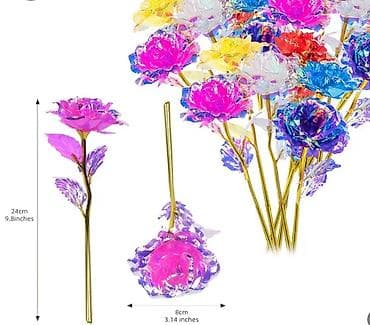 qizil güller: Məhsul: Holografik dekorativ gül (qızılı saplaqlı) - Material: işıqda — 6