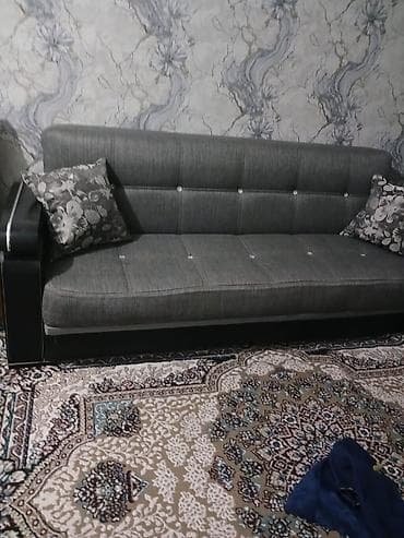 divan kreditle: Qonaq otağı üçün mebel dəsti – divan və iki kreslo - Rəng: tünd boz — 1