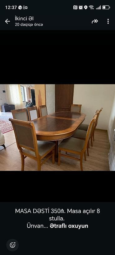 stulllar: Qonaq otağı üçün, Açılan, Oval masa, 8 stul — 1