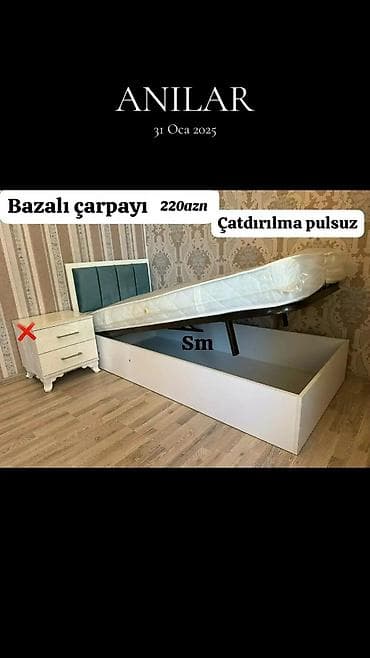 Təknəfərlik çarpayı, Bazalı, Matras ilə, Siyirməsiz