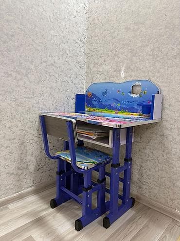 uşaq stol stul: Uşaq üçün masa-stul dəsti - Rəng: mavi tonlarda - Dizayn: dəniz — 1