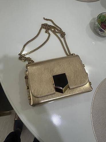 Jimmy choo original Qızılı rəngli qadın çiyin çantası - Material