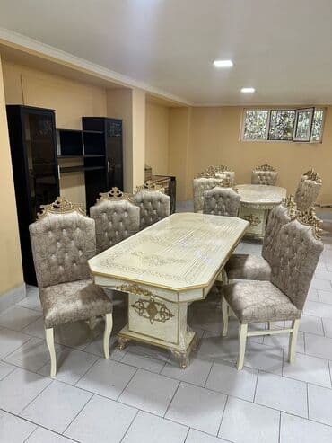 Qonaq otağı üçün, Yeni, Açılmayan, Dördbucaq masa, 6 stul