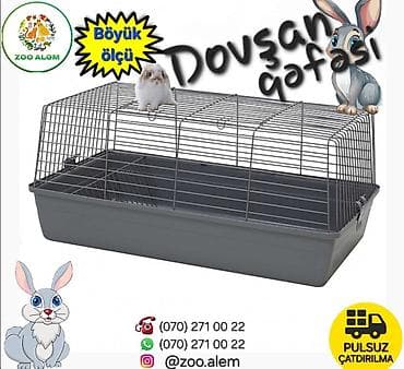 Dovşan qəfəsi – böyük ölçü - Ölçülər: 78 x 40 x 47 sm - Geniş, havadar
