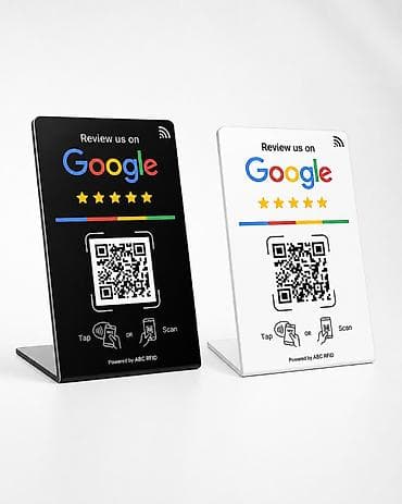 Рекламные щиты: Məhsul: Google rəyləri üçün NFC/QR masaüstü lövhələri və stikerlər — 4