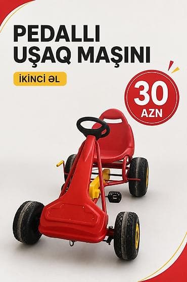 oyuncaq ayi type 1: Uşaq maşını – Çox Az Istifade olunub - Rəng: qırmızı gövdə, sarı — 1