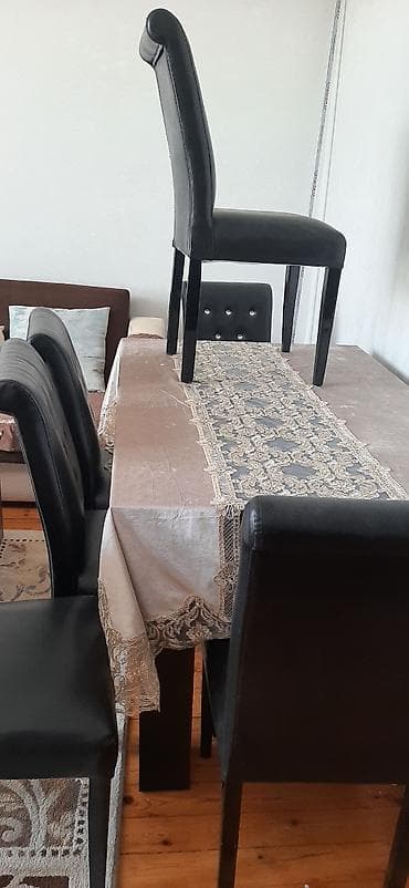 барные стулья: Qonaq otağı üçün, Açılmayan, Dördbucaq masa, 6 stul — 5