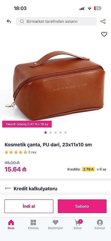 Kosmetik çanta – PU dəri, 23x11x10 sm - Material: yüksək keyfiyyətli — 1