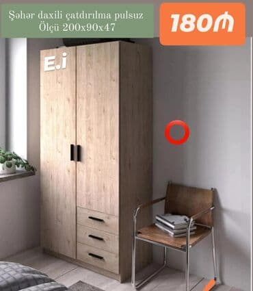 3 mertebe qab: Yeni, Açılan, 2 qapılı Qarderob, paltar dolabı — 1