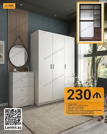 LA MINI üç qapılı dolab dəsti Məhsul xüsusiyyətləri: - 3 qapılı dolab — 1