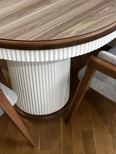 tek stollar: Qonaq otağı üçün, Yeni, Açılmayan, Oval masa, 8 stul — 3