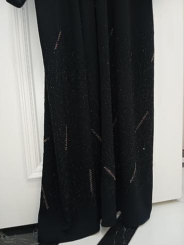 Hicab: **Elegant Black Studded Abaya** - **Color:** Jet Black - — 5