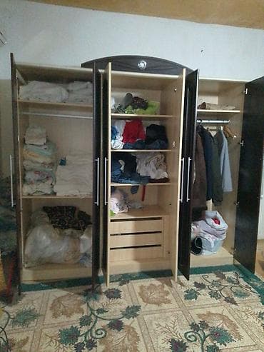 ev saati modelleri: 5 qapı, Qəhvəyi, Digər material, Açılan, Düz dolab — 4