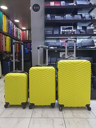 Sərt korpuslu 3-lü çamadan dəsti - Rəng: parlaq limon-sarı - Korpus