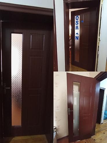 MDF qapı – şüşəli model - Material: MDF örtüklü taxta karkas - Rəng