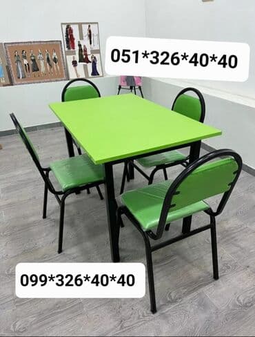 Masa və oturacaq dəstləri: Qonaq otağı üçün, Yeni, Açılmayan, Dördbucaq masa, 4 stul — 2