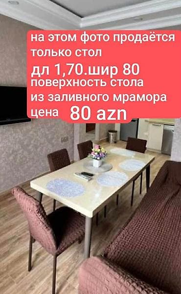 ağ stul: Mətbəx masası, İşlənmiş, Açılmayan, Mərmər, Dördbucaq masa — 1