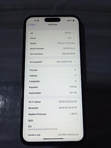 i̇phone xr: IPhone 16 Pro Max, 512 GB, Gümüşü, Zəmanət — 2