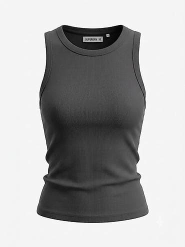 Qadınlar üçün ribli kroplu mayka — Superdry - Rəng: tünd boz/kömür - — 1