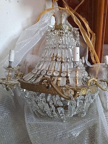 xrustal vaz: Çılçıraq, 5 lampa, Xrustal — 1