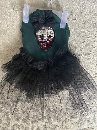 tula it: S ölcüdü Qara tüllü balaca paltar (it/geyim) - Model: qolsuz, beldən — 2