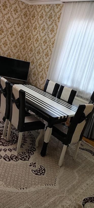 metbex stol desti: Mətbəx üçün, Açılmayan, Dördbucaq masa, 6 stul — 2