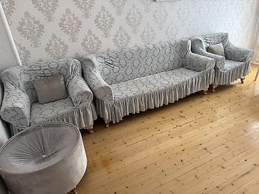 asm mebel: İşlənmiş, Divan, Jurnal masası, 2 kreslo, Kreslo — 1