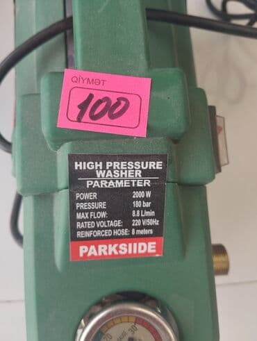 mermer moyka: Parkside yüksək təzyiqli yuyucu. 2000 Vt gücə, 180 bar təzyiqə və 8.8 — 2
