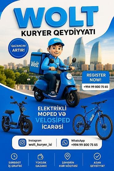 Moto-kuryer tələb olunur, Gündəlik ödəniş, Təcrübəsiz lalafo.az -da Moto-kuryer tələb olunur, Gündəlik ödəniş, Təcrübəsiz