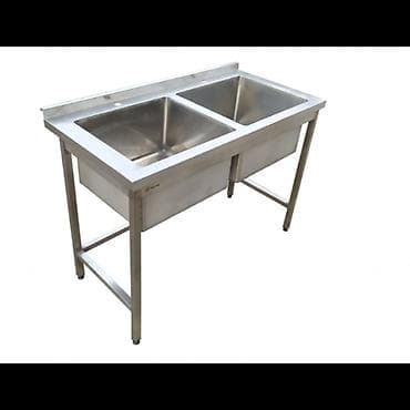 Paslanmayan poladdan hazırlanmış ikili sənaye lavabosu. Bu lavabo