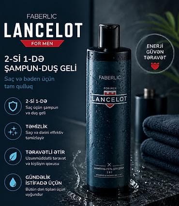 kis: Faberlic Lancelot For Men – 2-si 1-də şampun-duş geli - Saç və bədən — 1