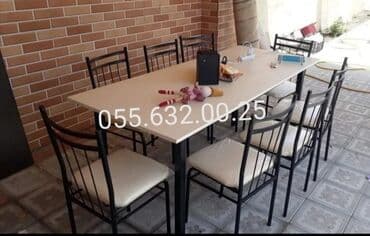 toxunma saplar satisi: Yeni, Kvadrat masa, 4 stul, Açılmayan, Stullar ilə, Dəri, Azərbaycan — 3