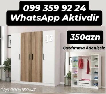 Dolablar: Açılan, 4 qapılı Düz dolab, Qarderob, paltar dolabı — 1