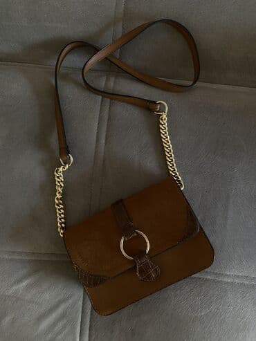 сумка на плечо: Zərif dizaynlı çiyin çantası - Rəng: tünd qəhvəyi - Material — 1