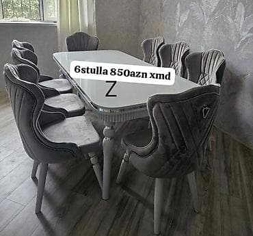 komputer stol: Qonaq otağı üçün, Yeni, Açılmayan, Dördbucaq masa, 6 stul — 1