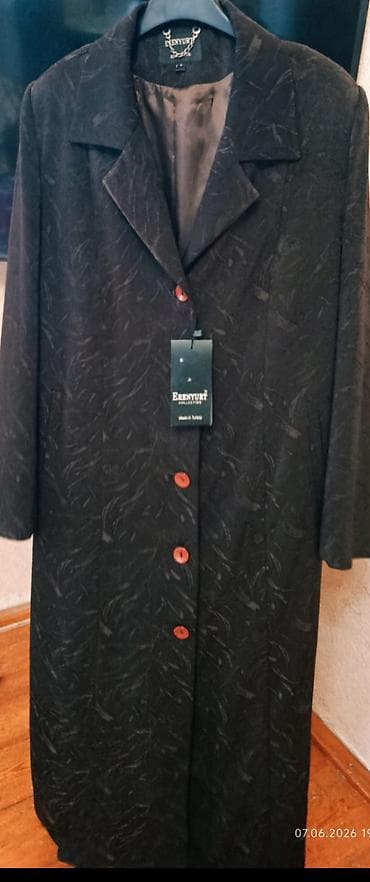 drap paltolar: Erenyurt Collection qadın üst geyimi - Rəng: qara, səthi yüngül — 1