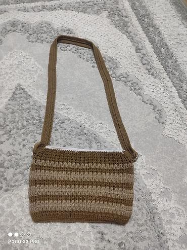 Əl işi toxunma çiyin çantası - Material: qalın akril sapla əl — 1
