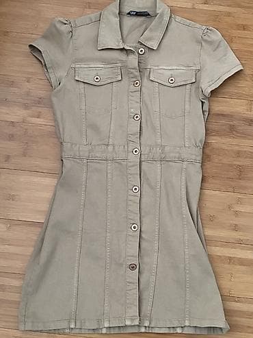 qizil uezuek type 1: ZARA Denim xaki rəngli qısaəlli köynək-don - Brend: ZARA (ZARA DENIM — 1
