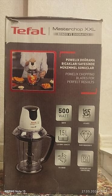 Tefal Masterchop XXL – Rondo və doğrayıcı - Güc: 500 W - Bıçaqlar