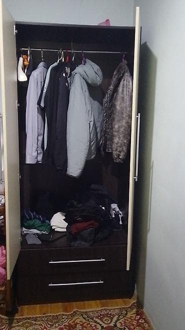 divar dolabi: 2 qapılı, Güzgülü, Bej, Digər material, Açılan, Düz dolab — 2