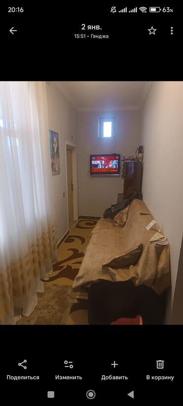 gencede satilan ucuz heyet evleri: 1 otaqlı, 37 kv. m, Orta təmir — 2